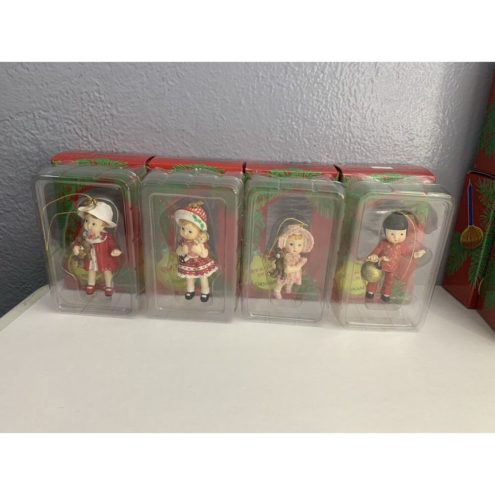 1997 Effanbee Christmas Ornament Series Lot of 4 Vintage Dolls Holiday Seasonal